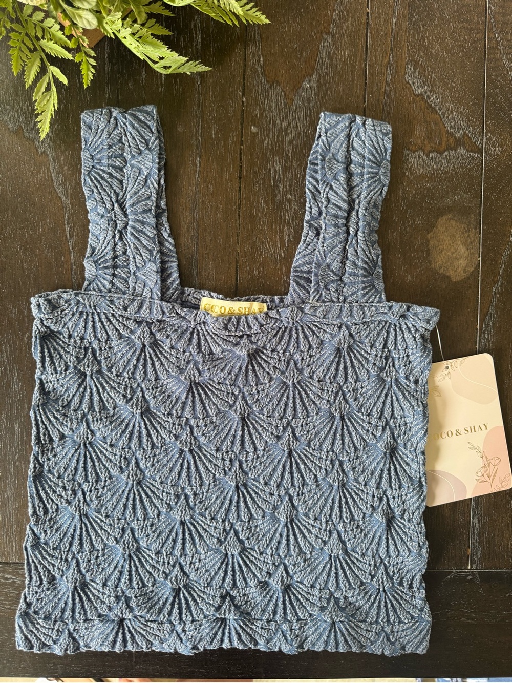 Coco & Shay Textured Blue Tank Top